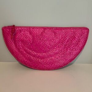 Exclusively for Valerie’s Vintage Pink Textured Half Moon Clutch Purse 15x8 NEW